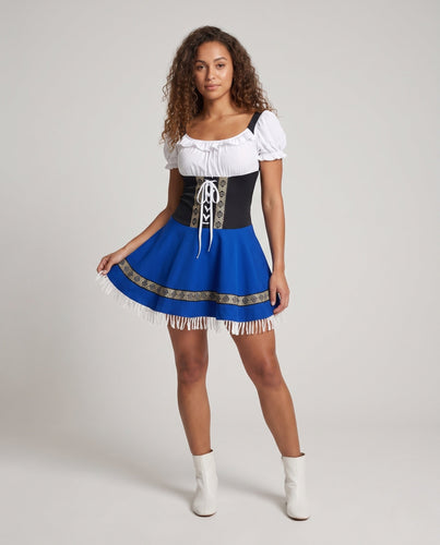 Damen Trachtenkleid mit verspieltem Rock und eleganten Spitzenakzenten – Élara