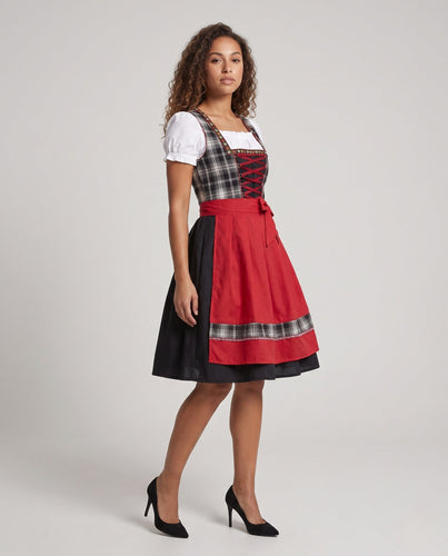 Damen Trachtenkleid mit verzierten Rüschen und schwingendem Rock – Élara