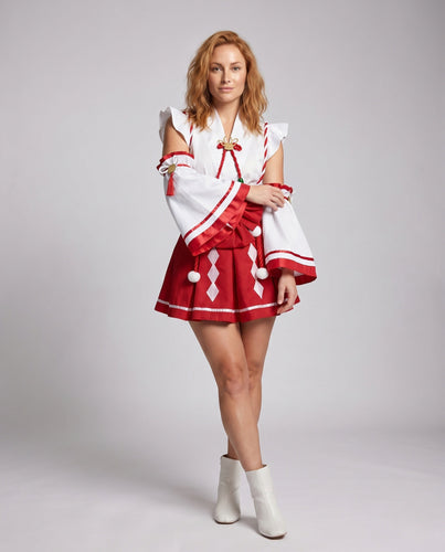 Damen traditionelles Kostümset mit kimonoähnlichem Oberteil und Rock – Élanora