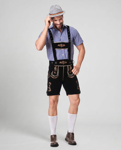 Herren Trachten-Latzhose aus hochwertigem Veloursleder – Marzano