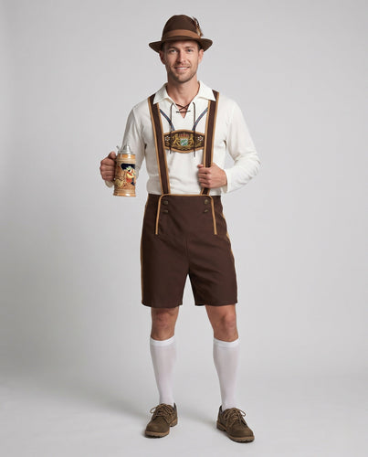 Herren Trachten-Latzhose mit traditionellem Design und verzierten Knöpfen – Marzano