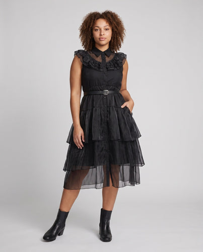 Damen Gartenkleid mit Rüschendetails und tailliertem Gürtel Echo Archiv