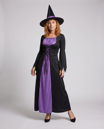 Damen Hexenkostüm mit auffälligen Flügelärmeln und elegantem Hut Echo Archiv