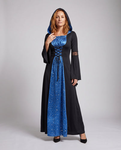 Damen Hexenkostüm mit elegantem Spitzenüberrock und voluminösen Ärmeln Echo Archiv