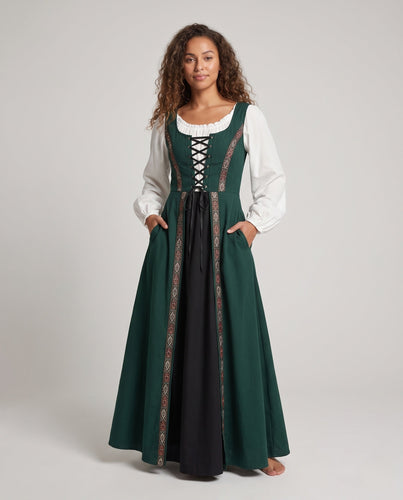 Damen Langarm Kleid mit detailreicher Schnürung und floralen Akzenten Echo Archiv