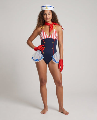 Damen Matrosen Badeanzug mit Rüschen und Accessoires Echo Archiv