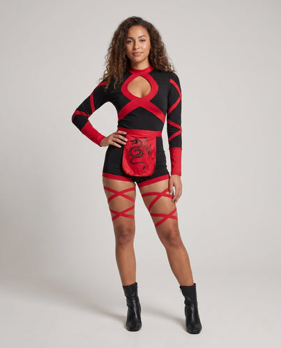 Damen Sexy Catsuit mit Cut-Outs und Rüschen Echo Archiv