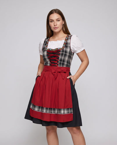Damen Trachtenkleid mit floralem Design und Dekorativem Gürtel – Élara
