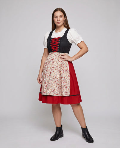 Damen Trachtenkleid mit floralem Design und Rüschen – Élara