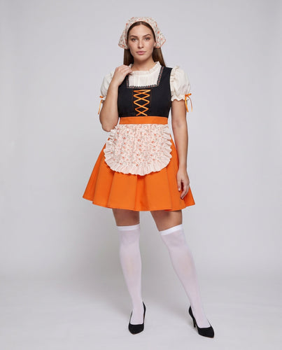 Damen Trachtenkleid mit floralen Akzenten und Rüschendetails – Lunéa