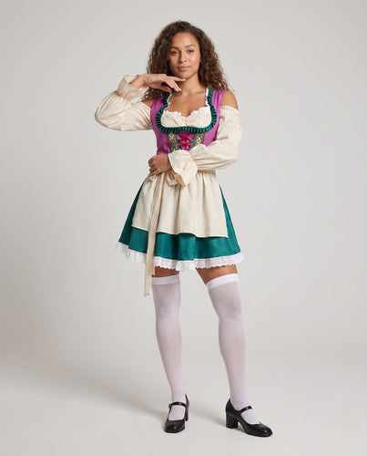 Damen Trachtenkleid mit Rüschen und verdecktem Gürtel – Élara