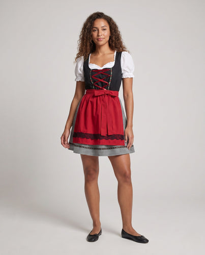 Damen Trachtenkleid mit Rüschendetails und Spitzeneinsatz – Élara