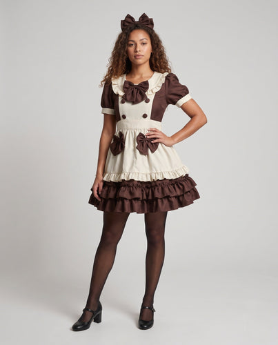 Damen Verspieltes Kleid mit Rüschen und großen Schleifen Echo Archiv