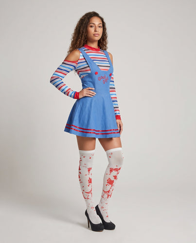 Damen verspieltes Latzkleid mit langen Ärmeln Echo Archiv