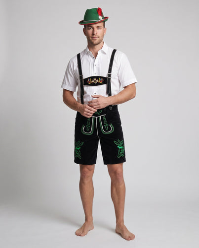 Herren Trachten-Outfit mit traditionellen Lederhosen und schickem Hut – Marzano