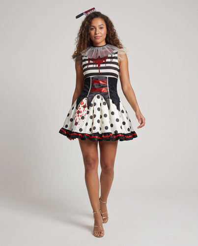Damen Gruselige Clown-Kleid mit blutigen Akzenten Echo Archiv