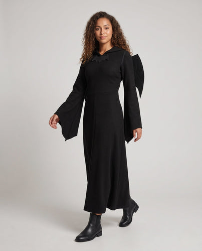 Damen Gruseliges Hexen-Kleid mit Kapuze und schwingenden Ärmeln Echo Archiv