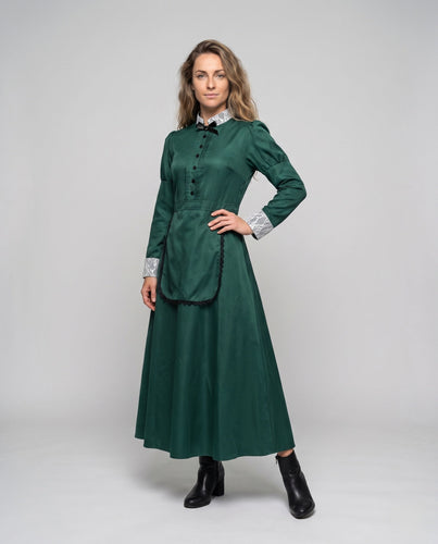 Damen Historisches Kapuzenkleid mit Rüschen und dekorativen Akzenten – Élara