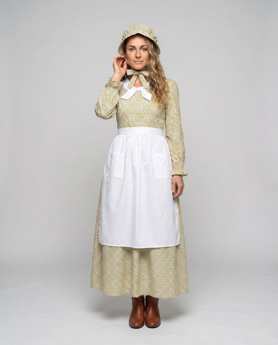 Damen Historisches Landhauskleid mit passendem Hut und Schürze – Valéora