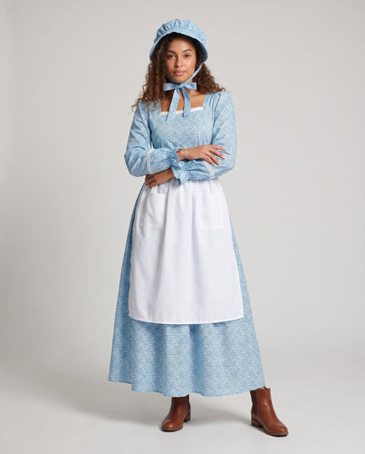 Damen Historisches Landhauskleid mit Rüschen und passendem Kopftuch – Élara