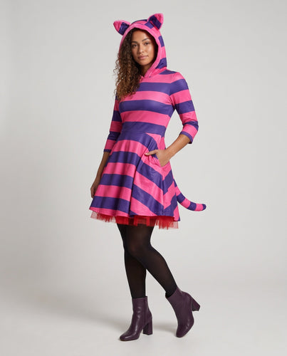 Damen Katzenkostüm mit Kapuze, gestreiftem Design und charmanten Accessoires Echo Archiv