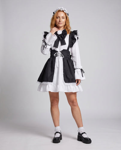 Damenkostüm als elegante Dienstmädchen mit Rüschen und Schleifen Echo Archiv