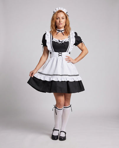 Damen Kostüm als elegante Dienstmagd mit Rüschen und schwingendem Rock – Élara