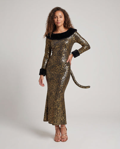 Damen Leoparden-Motiv Kleid mit glamourösem Schnitt Echo Archiv