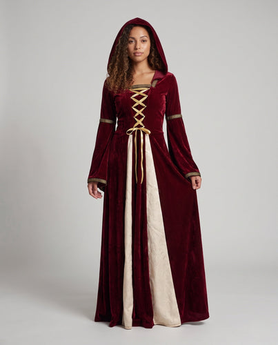 Damen Märchenhafte Robe mit Kapuze und schwingenden Ärmeln Echo Archiv