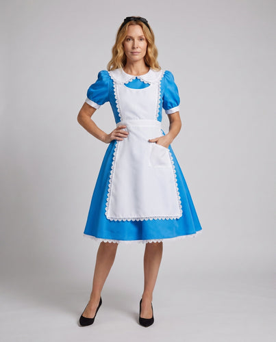 Damen Märchenhaftes Kostüm im Alice im Wunderland Stil mit Rüschen und Schürze – Élara