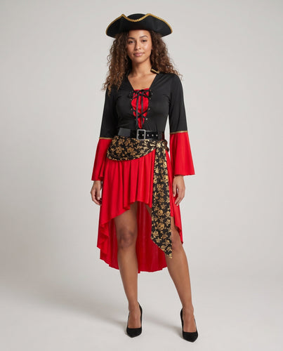 Damen Piratenkostüm mit verziertem Gürtel und eleganten Ärmeln Echo Archiv