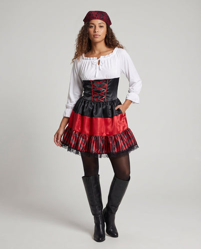 Damen Piratinnen Kostüm mit voluminösem Rock und Rüschendetails Echo Archiv