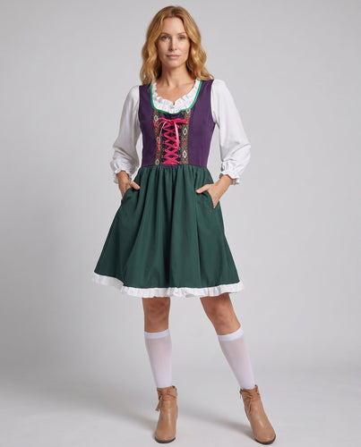 Damen Traditionelles Trachtenkleid mit detailverliebtem Oberteil und schwingendem Rock – Élara