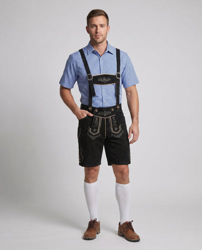 Herren Trachtenlederhose mit handverzierten Details – Marzano