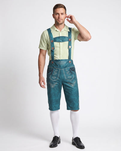 Herren Trachtenlederhose mit kunstvollen Verzierungen und verstellbaren Trägern – Marzano