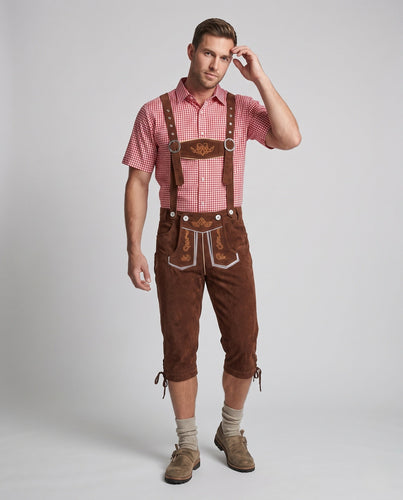 Herren traditionelle Lederhose mit verzierten Trägern – Montaro