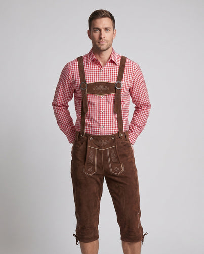 Herren traditionelle Trachtenlederhose mit aufwendigen Stickereien – Marzano