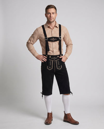 Herren traditionelle Trachtenlederhose mit kunstvollen Verzierungen – Montaro
