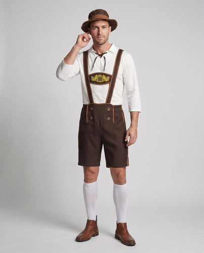 Herren Traditionelles Trachten-Outfit mit Hosenträgern und Hut – Marzano