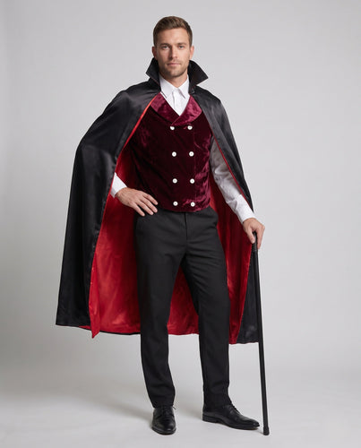 Herren Vampir Kostüm mit elegantem Umhang und bestickter Weste Echo Archiv