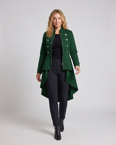 Damen asymmetrischer Kleidermantel mit luxuriösen Knöpfen Echo Archiv
