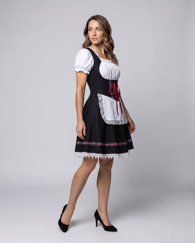 Damen Dirndl mit kunstvoller Spitzenverzierung und Taillengürtel – Élara