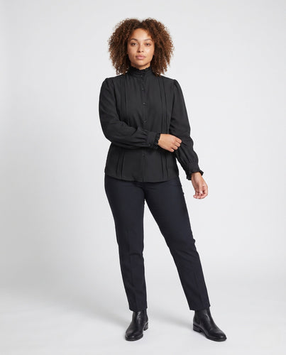 Damen elegante Rüschenshirt mit Stehkragen – Élovi