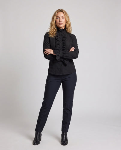 Damen elegante Spitzenbluse mit Rüschendetails – Élovi