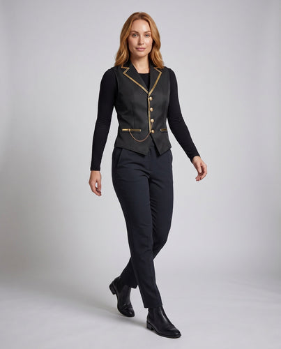 Damen Elegantes Weste mit goldenen Akzenten und dekorativem Kettenmotiv Echo Archiv