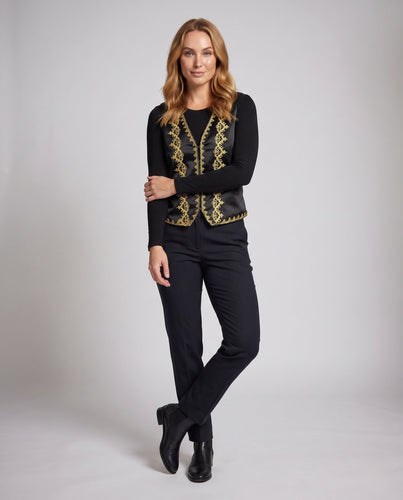 Damen elegantes Weste mit intricate goldfarbenem Muster Echo Archiv