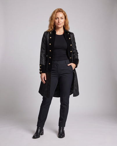 Damen Eleganter Brokatmantel mit Goldakzenten Echo Archiv