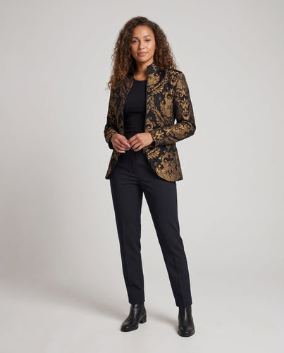 Damen Eleganter Jacquard-Mantel mit kunstvollen Verzierungen Echo Archiv