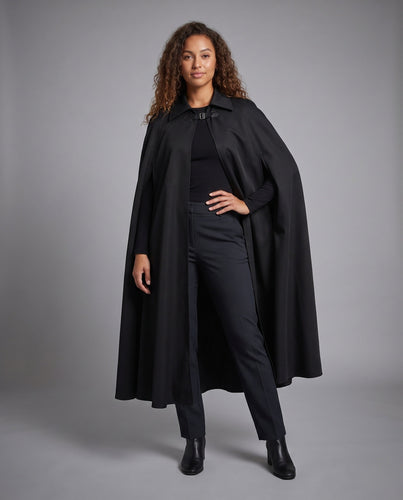 Damen Eleganter Kapuzenumhang mit klassischem Verschluss und hochwertiger Verarbeitung Echo Archiv