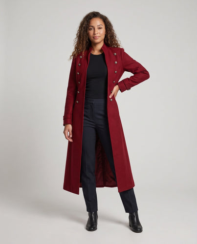 Damen Eleganter langer Steppmantel mit kunstvollen Knöpfen Echo Archiv